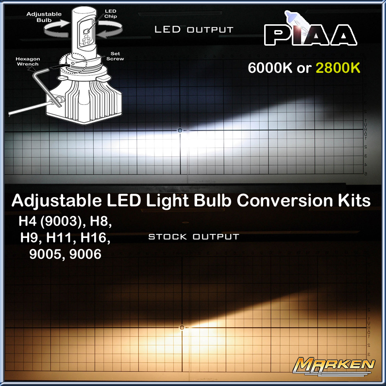 PIAA Performance LED Light Bulb Conversion Kits are Adjustable, Plug
